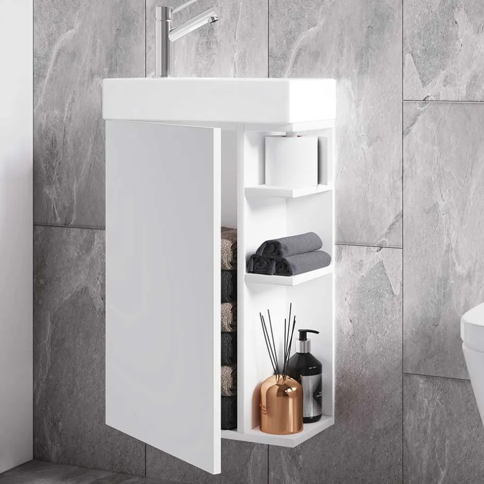 Badezimmerschränke|Waschbeckenunterschränke*Pharao24 Gästewaschtisch weiß Emjada