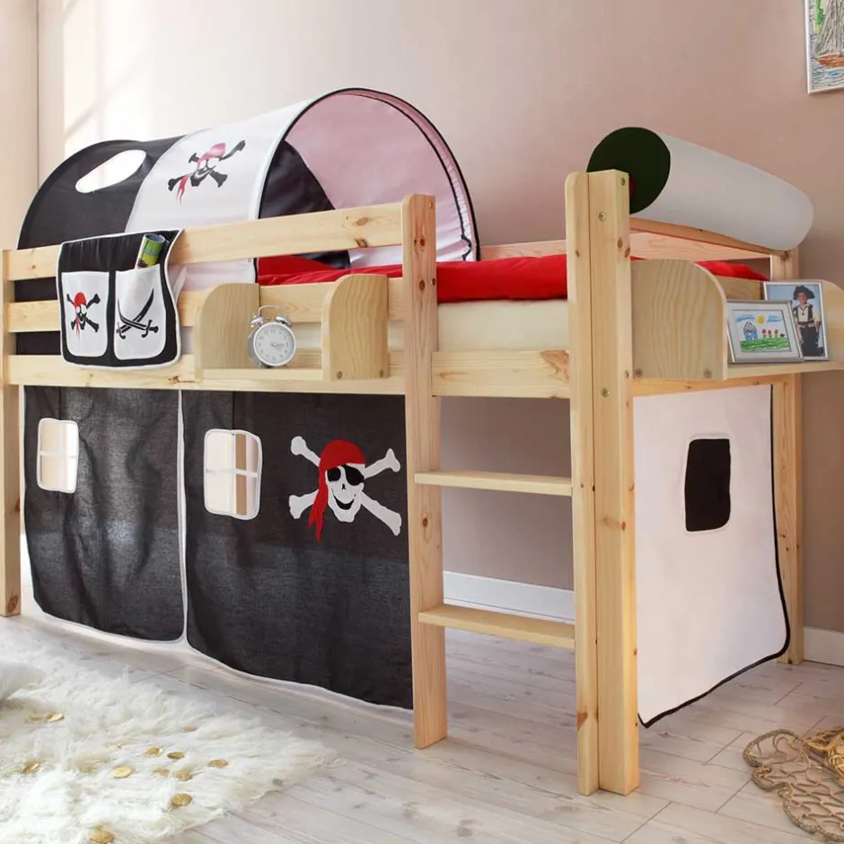 Pharao24 Halbhochbett Split>Kinder Piratenbett|Kinderhochbetten
