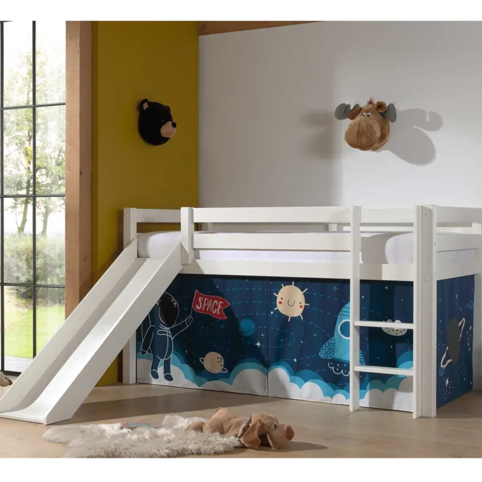 Kinderhochbetten|Kinderbetten*Pharao24 Halbhohes Rutschenbett Lemonico