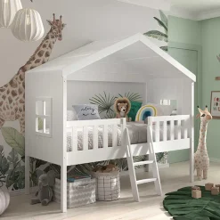 Kinderhochbetten|Kinderbetten*Pharao24 Hausbett mit hohem Gestell Maximo