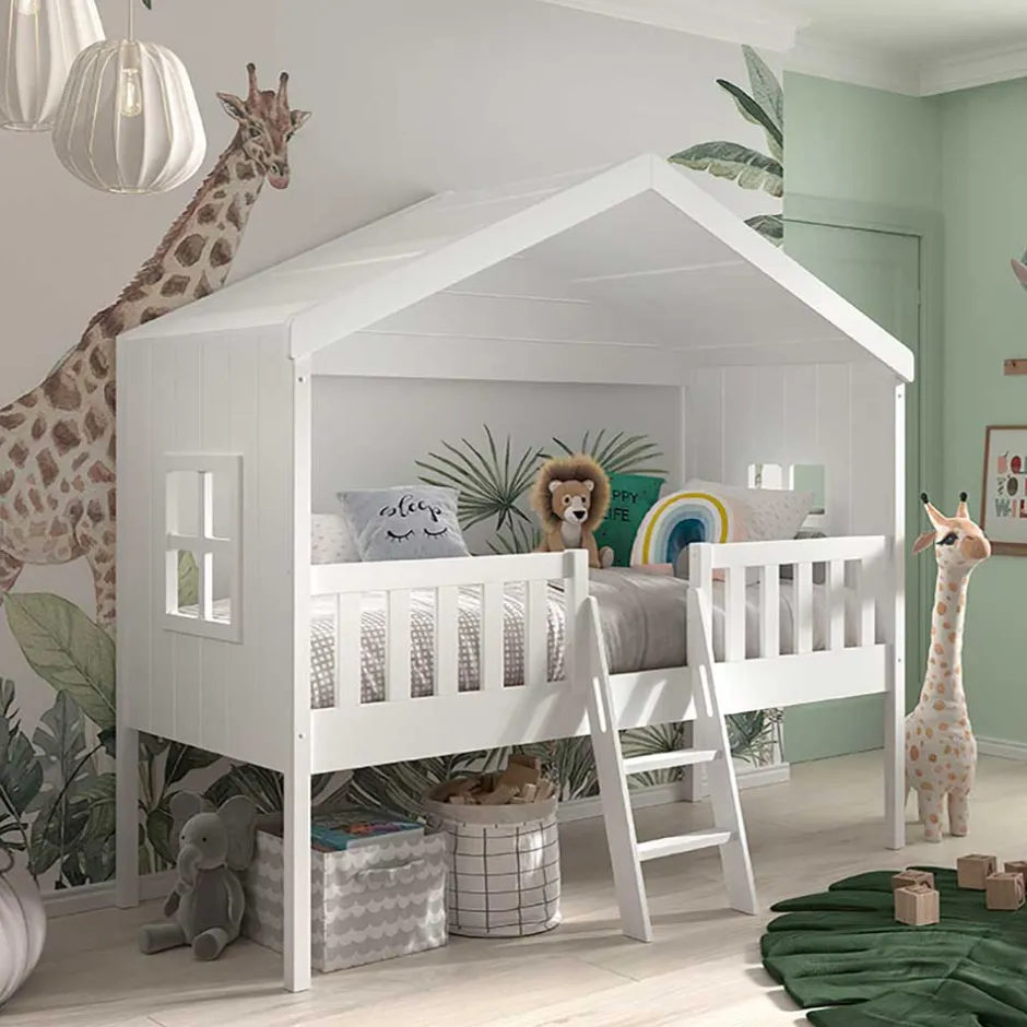 Kinderhochbetten|Kinderbetten*Pharao24 Hausbett mit hohem Gestell Maximo