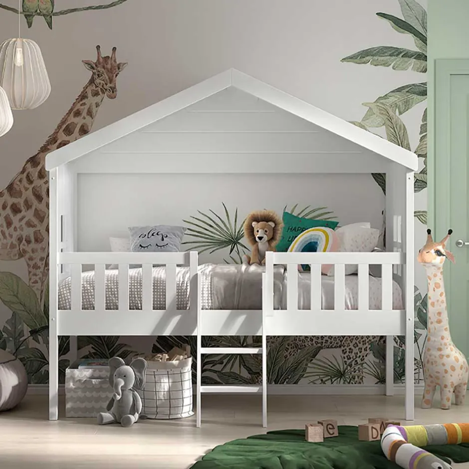 Kinderhochbetten|Kinderbetten*Pharao24 Hausbett mit hohem Gestell Maximo