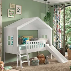 Kinderhochbetten|Kinderbetten*Pharao24 Hausbett mit Rutsche und Leiter Acneza