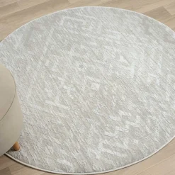 Pharao24 Heller Teppich rund Semanca><noscript><img width=