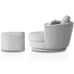 Pharao24 Hellgrauer Sessel mit Hocker Mirabal><noscript><img width=