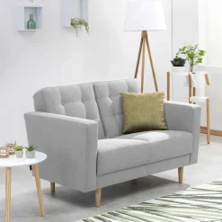 Wohnzimmercouch|2 Sitzer Sofa*Pharao24 Hellgrauer Zweisitzer Mangora