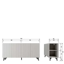 Küchenkommode|Esszimmerkommoden*Pharao24 Hellgraues Sideboard Bosso