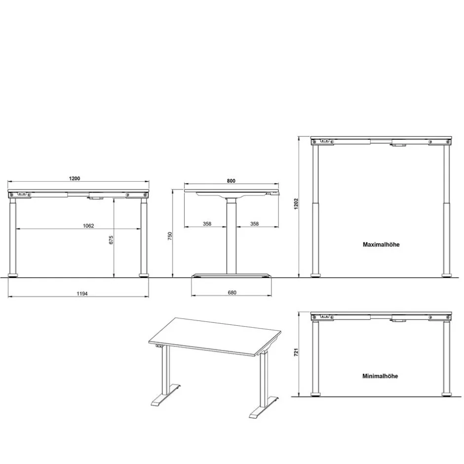 Pharao24 Höhenverstellbarer Schreibtisch Gowri> Schreibtische