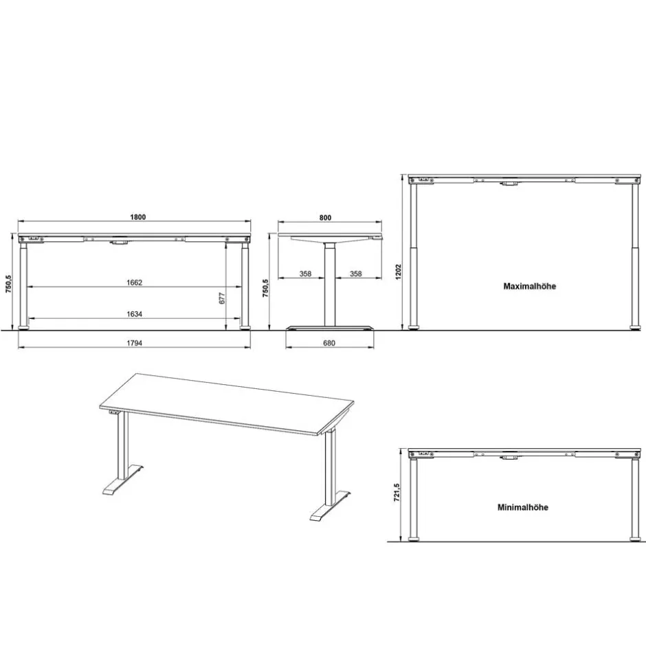 Pharao24 Höhenverstellbarer Schreibtisch Gowri> Schreibtische