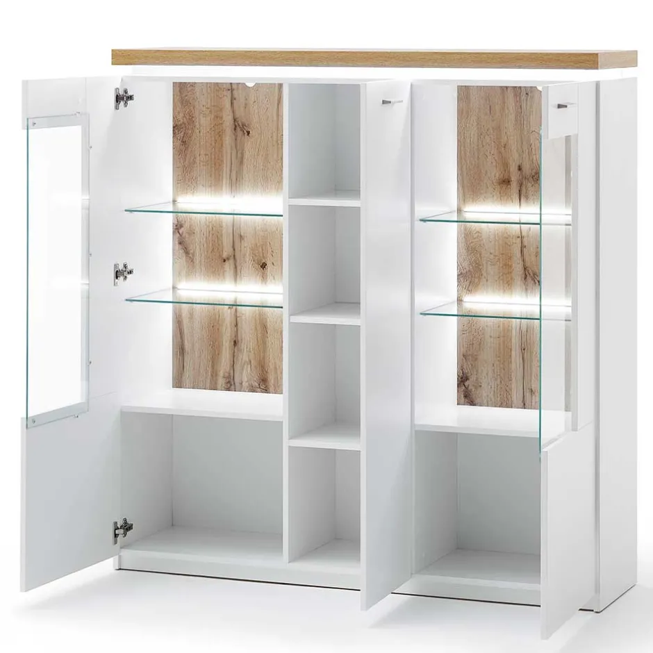 Vitrinenschrank|Wohnzimmervitrinen*Pharao24 Highboard Lovranon