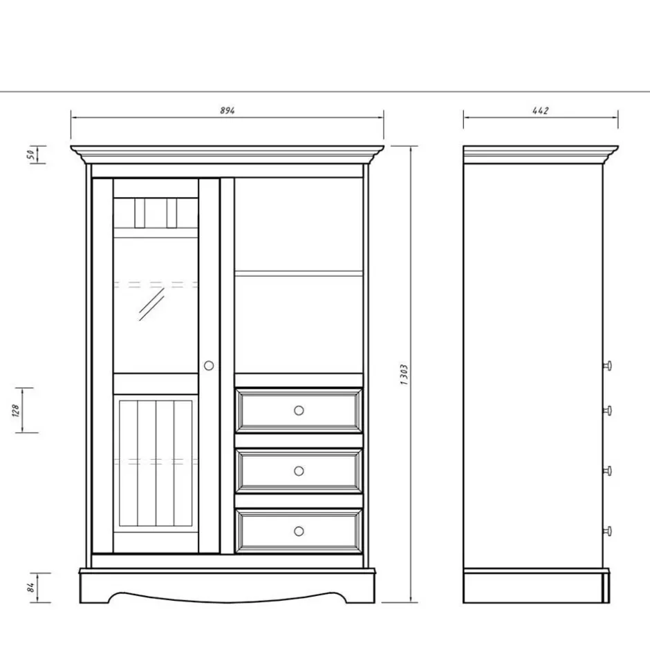 Pharao24 Highboard Vitrine Renero> Küchenkommode|Esszimmerkommoden