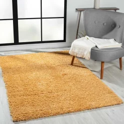 Teppiche*Pharao24 Hochflor Teppich Goldgelb Sesedra
