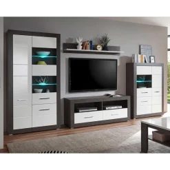 Wohnwand 350 Cm|Moderne Wohnwände*Pharao24 Hochglanz Anbauwand Jains