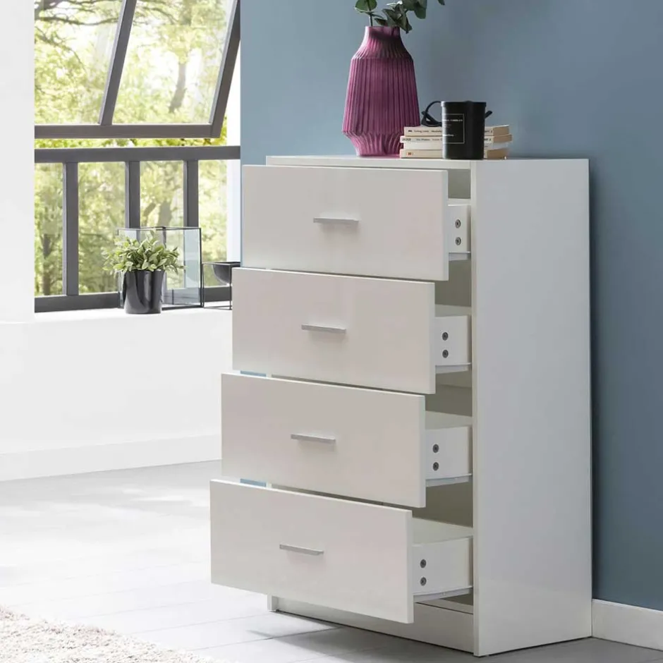 Pharao24 Hochglanz Schubkastenkommode Salverna> Flurkommoden|Schlafzimmerkommoden