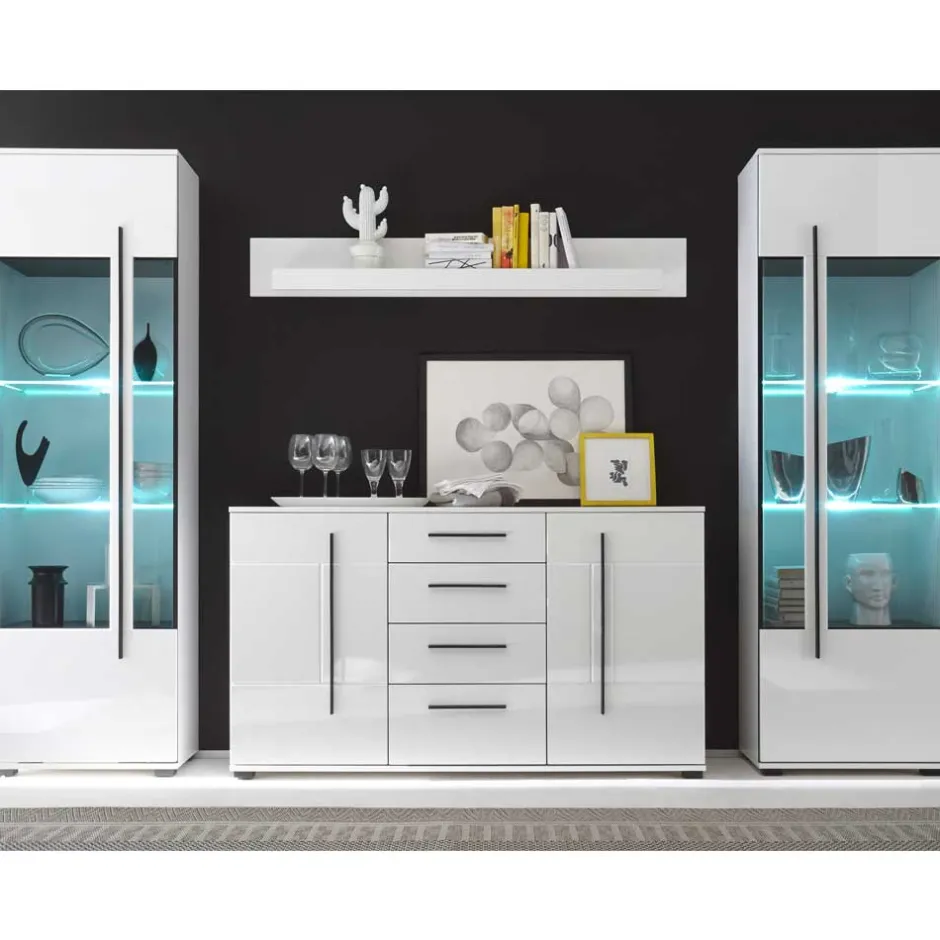 Pharao24 Hochglanz Wohnwand Bistian> Moderne Wohnwände|Wohnwand 300 Cm