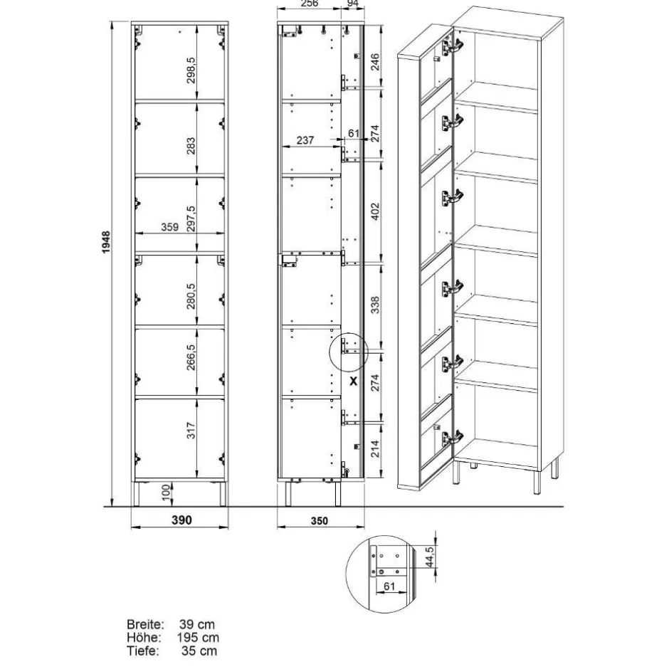Pharao24 Hochschrank Ronny> Badezimmerschränke|Bad Hochschränke