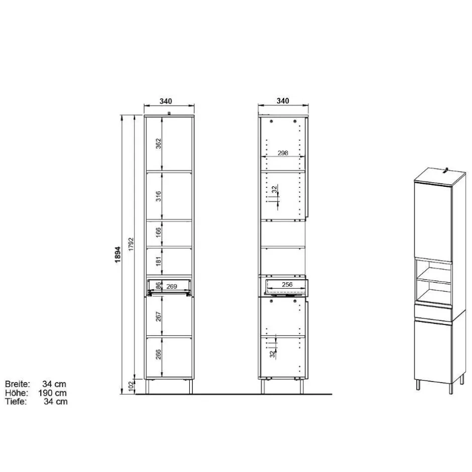 Bad Hochschränke*Pharao24 Hochschrank Viper