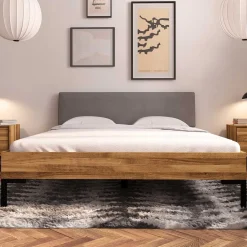 Doppelbetten|Massivholzbetten*Pharao24 Holzbett mit Polster Kopfteil Yalley