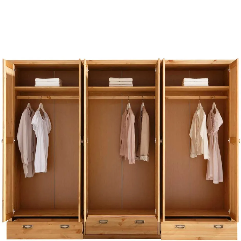 Massivholzmöbel|Drehtürenschränke*Pharao24 Holzkleiderschrank 245 cm Zvalonca