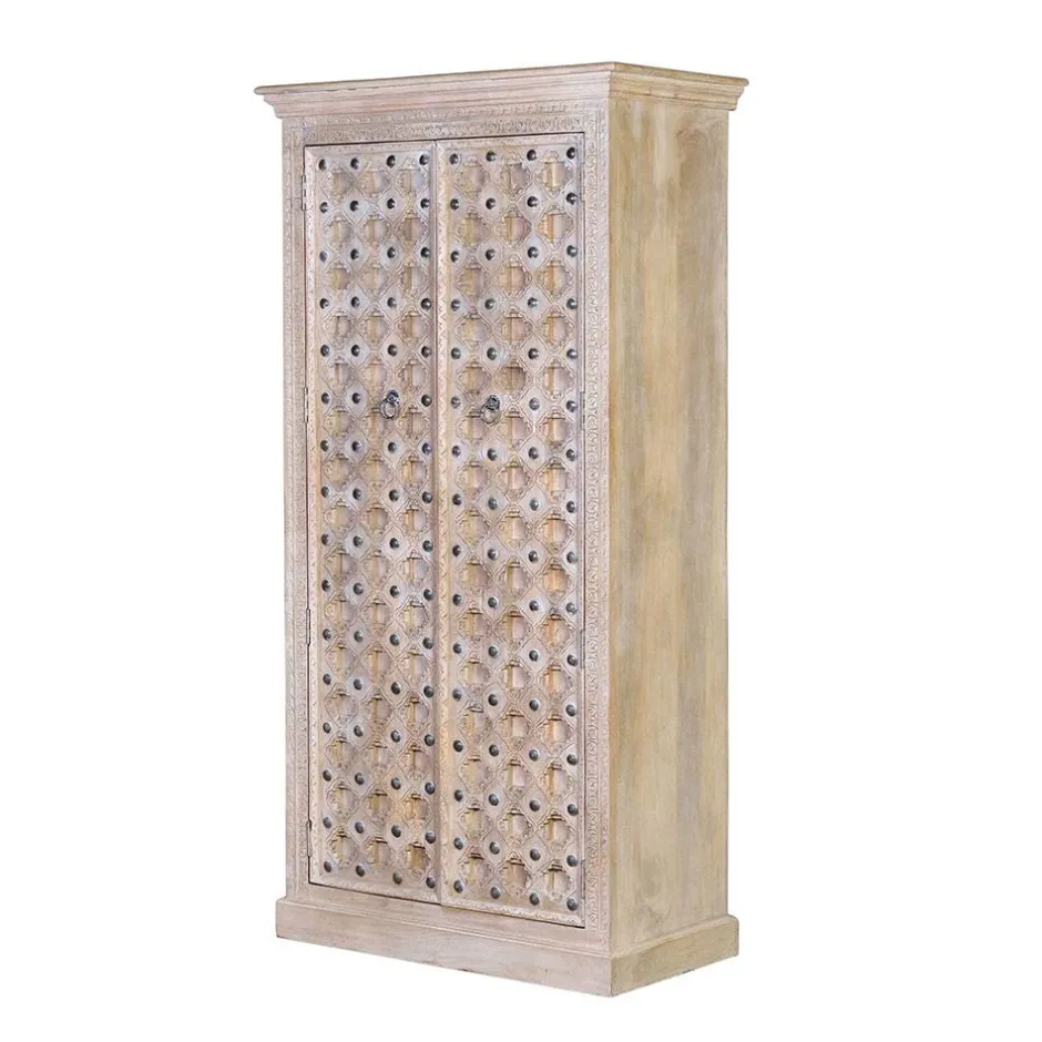 Vitrinenschrank*Pharao24 Holzschrank massiv Emra