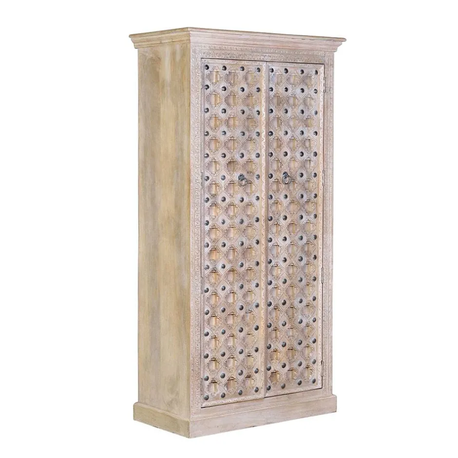 Vitrinenschrank*Pharao24 Holzschrank massiv Emra