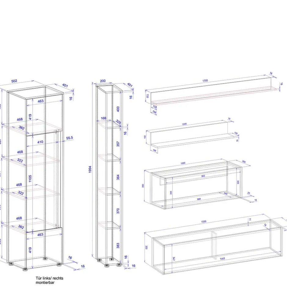 Wohnwand 300 Cm|Moderne Wohnwände*Pharao24 Home Office Schrankwand Uzniana