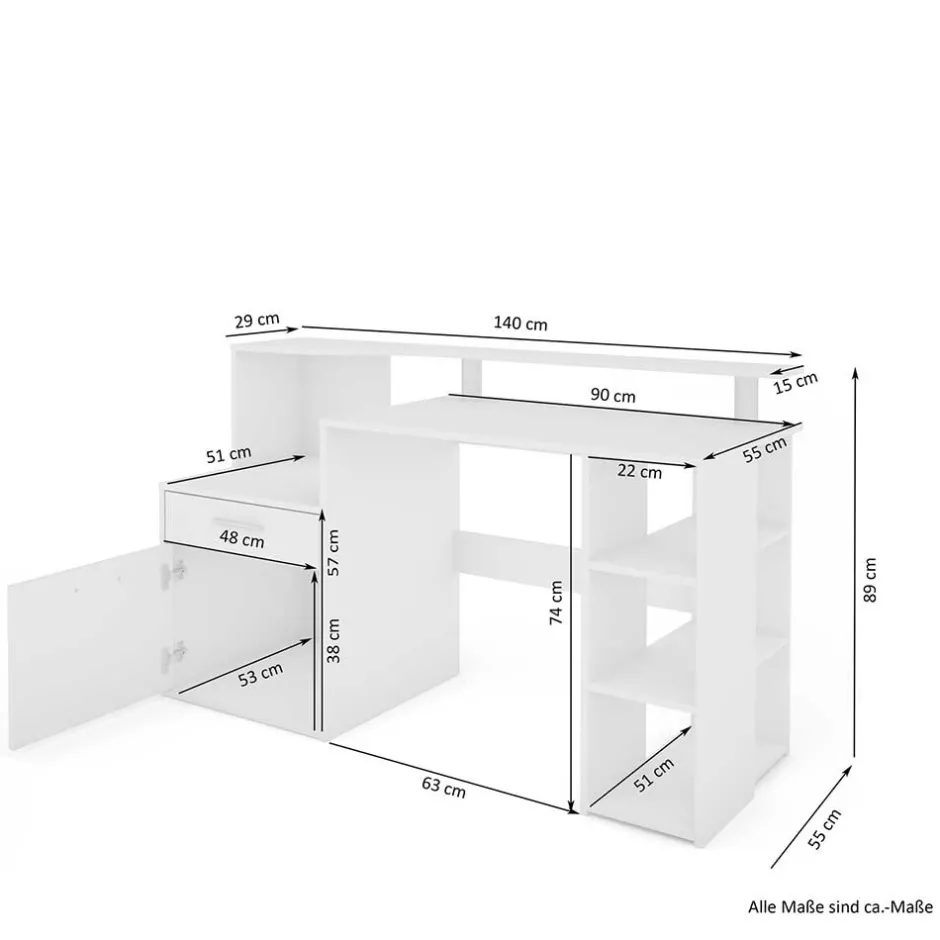 Schreibtische|Computertische*Pharao24 Homeoffice Schreibtisch Sinnabra