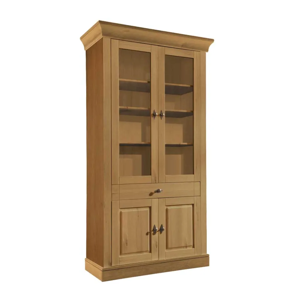 Pharao24 Kiefer Vitrinenschrank Drobeta> Wohnzimmervitrinen|Massivholz Schränke