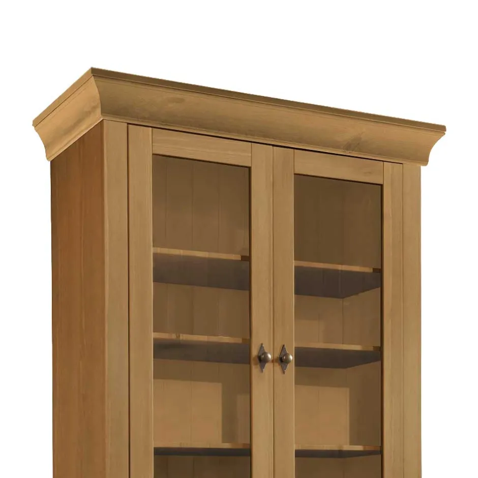 Pharao24 Kiefer Vitrinenschrank Drobeta> Wohnzimmervitrinen|Massivholz Schränke