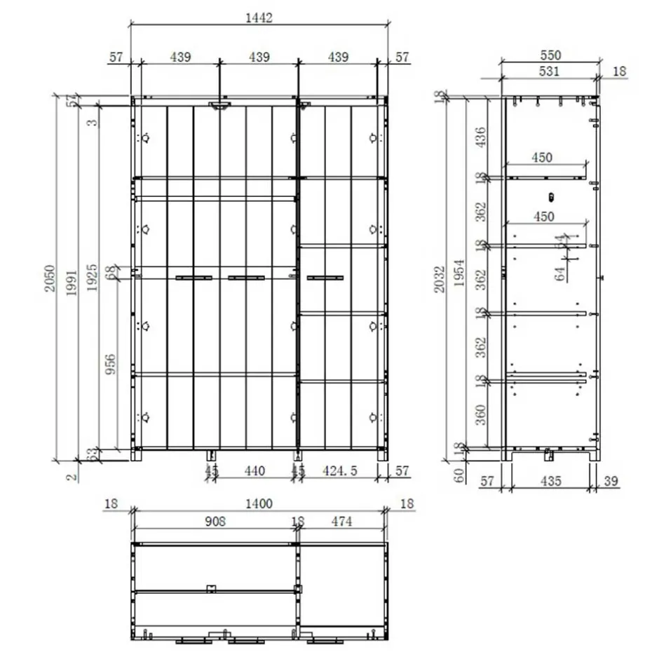 Kinderzimmerschränke*Pharao24 Kinderschrank 3 türig Demossa