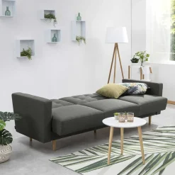 Polstermöbel|3 Sitzer Sofa*Pharao24 Klappcouch Anthrazit Loytima