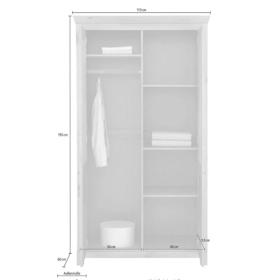 Pharao24 Kleiderschrank Massivholz Alejandro> Drehtürenschränke|Massivholz Kleiderschränke