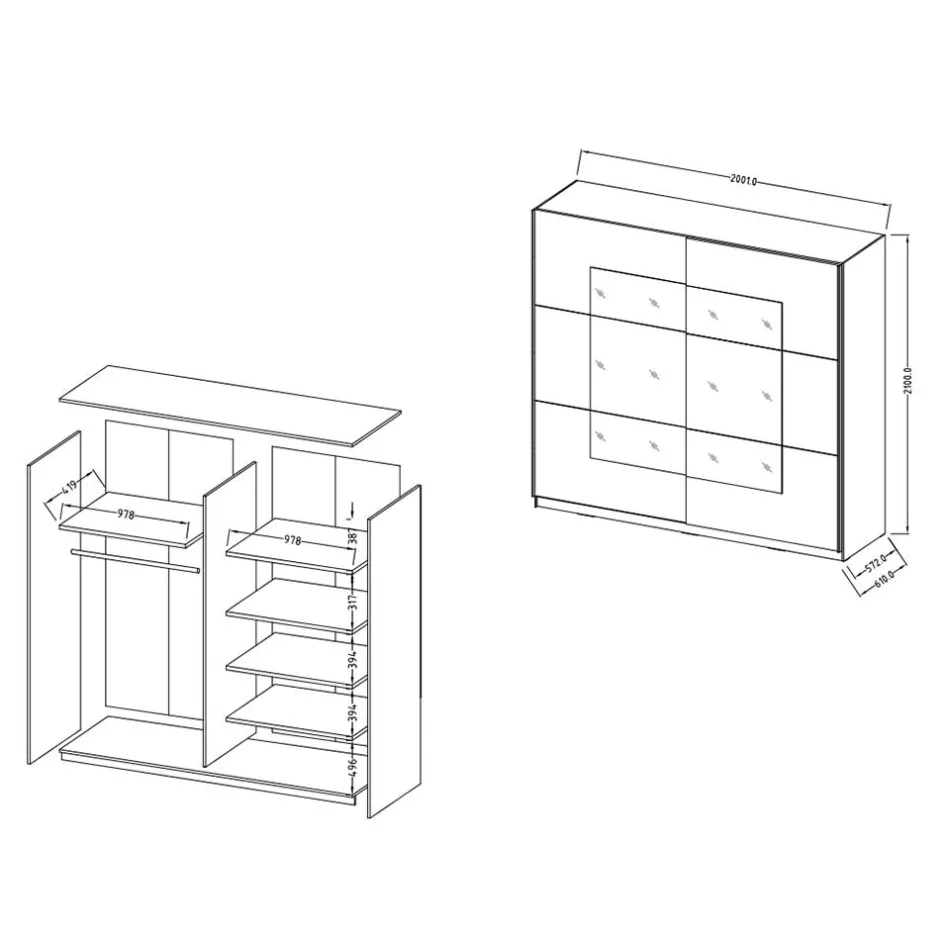 Pharao24 Kleiderschrank Schiebetüren Romona> Jugendkleiderschrank|Schiebetürenschränke