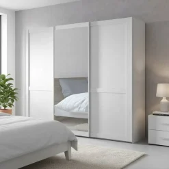 Schiebetürenschränke*Pharao24 Kleiderschrank Schwebetüren weiß Tudana