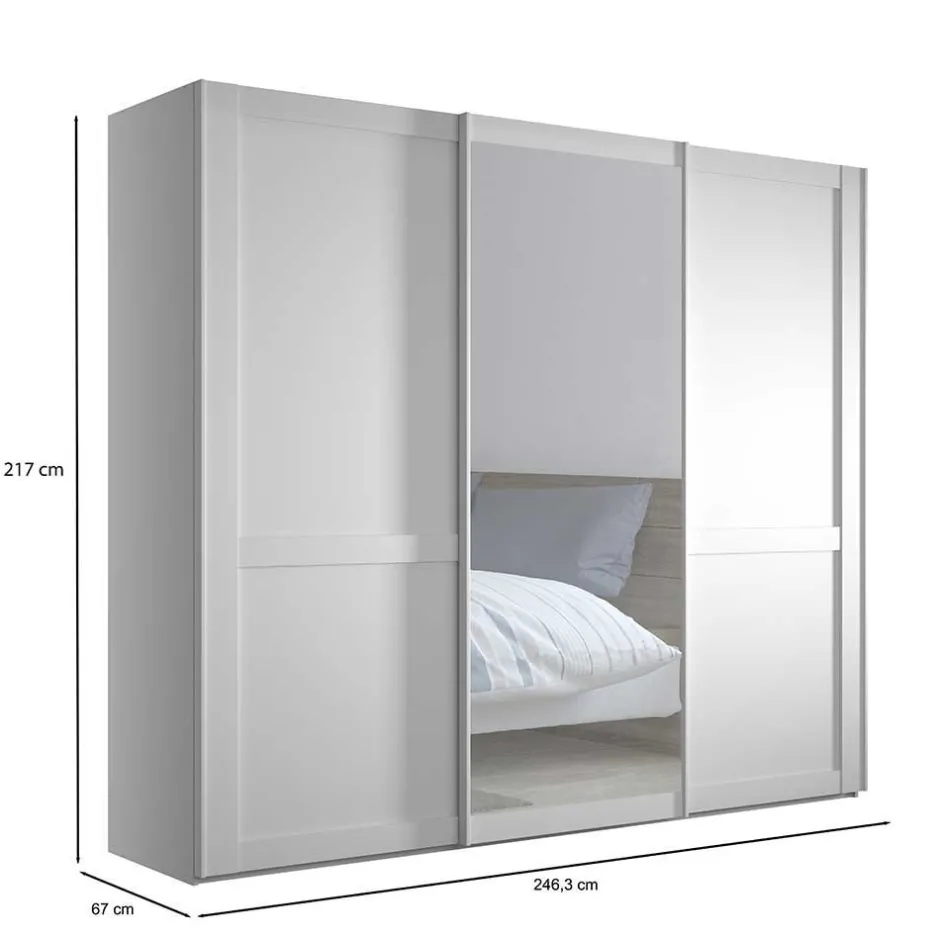 Schiebetürenschränke*Pharao24 Kleiderschrank Schwebetüren weiß Tudana