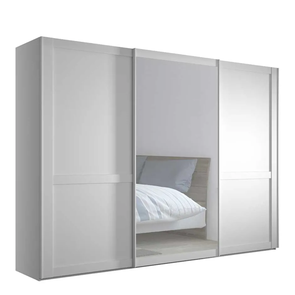 Schiebetürenschränke*Pharao24 Kleiderschrank Schwebetüren weiß Tudana
