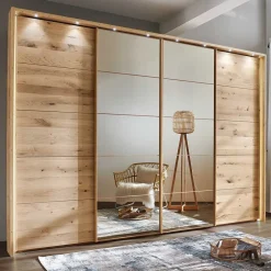 Pharao24 Kleiderschrank Schwebetüren Sanne> Massivholzmöbel|Massivholz Kleiderschränke