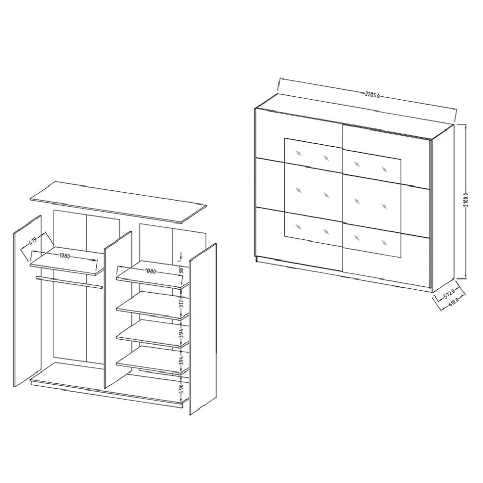 Schiebetürenschränke*Pharao24 Kleiderschrank Schwebetüren Susianna