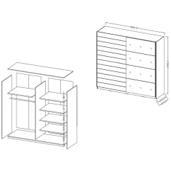 Jugendkleiderschrank|Schiebetürenschränke*Pharao24 Kleiderschrank Schwebetüren Salassos