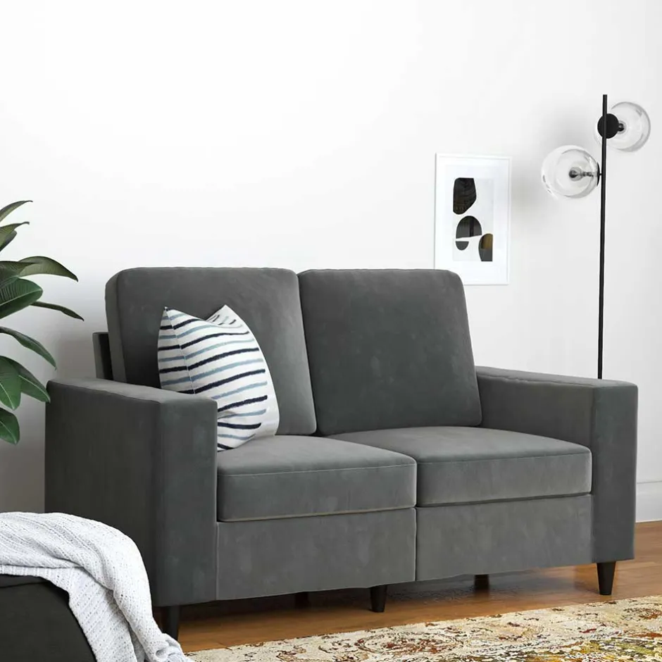 2 Sitzer Sofa*Pharao24 Kleines Sofa in Grau Rienas