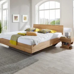 Doppelbetten|Massivholzbetten*Pharao24 Kufen Holzbett mit Nachttischen Driven