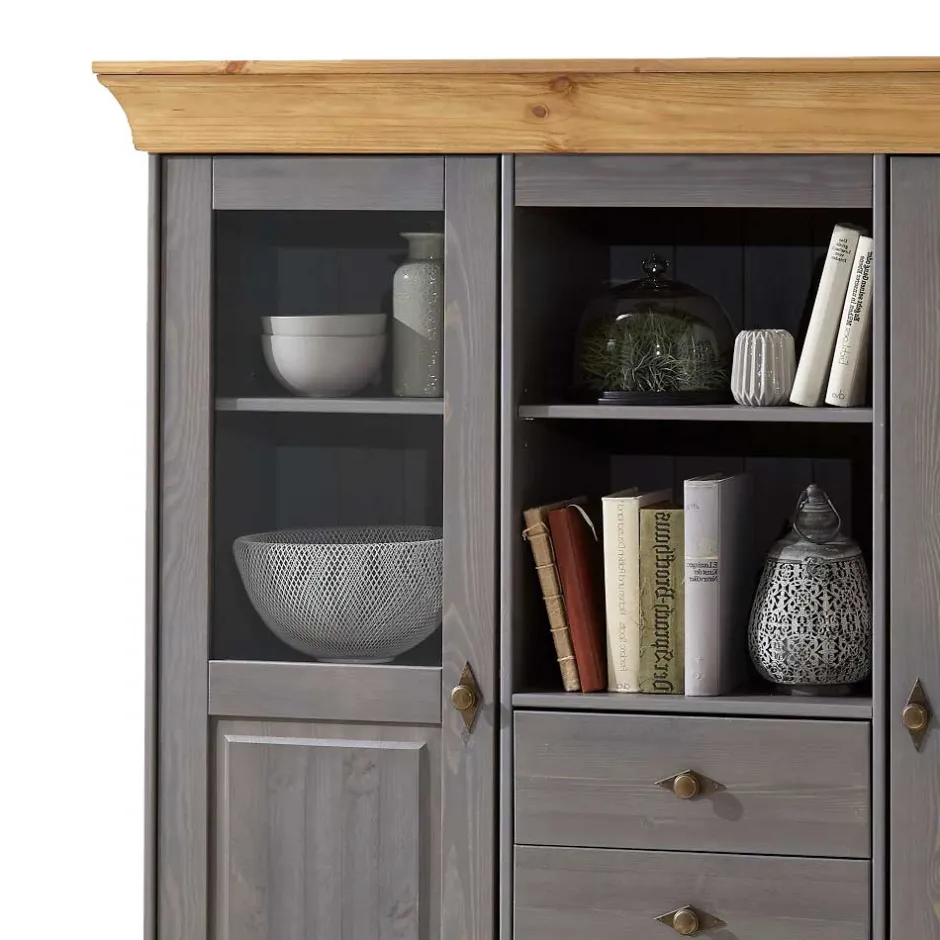 Pharao24 Landhaus Highboard Mangali> Esszimmerkommoden|Wohnzimmerkommoden