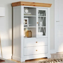 Pharao24 Landhaus Highboard massiv Bechir> Esszimmerkommoden|Wohnzimmerkommoden
