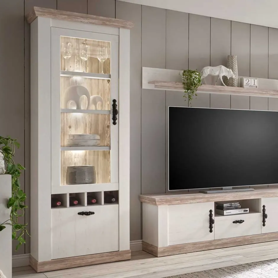 Pharao24 Landhaus Wohnwand Flurencina> Wohnzimmerschrank|Wohnwand 300 Cm