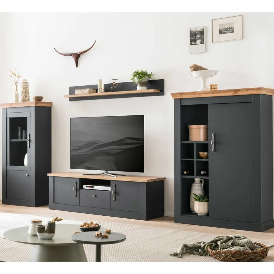 Pharao24 Landhaus Wohnwand Saridio> Wohnwand 350 Cm