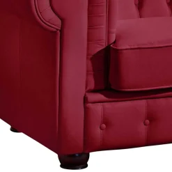 Polstermöbel|Wohnzimmercouch*Pharao24 Leder Sofa Rot Dreisitzer Zoreca