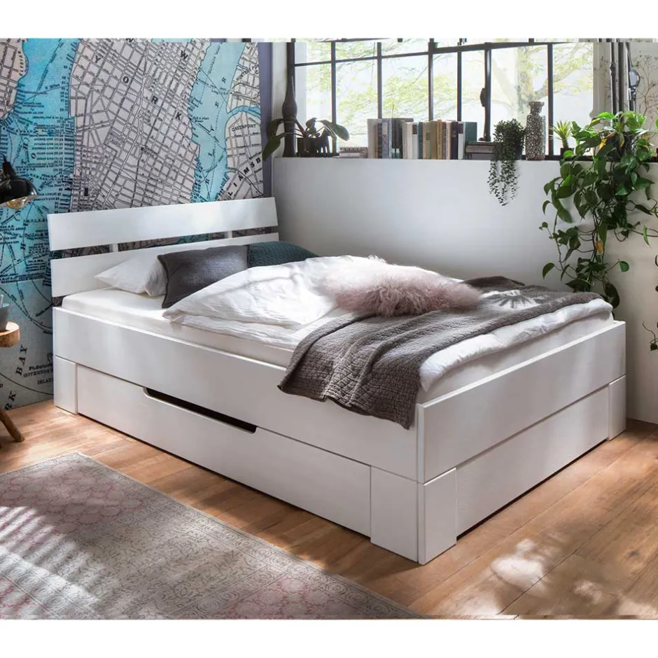 Pharao24 Massives Holzbett Solvaya> Funktionsbetten|Schubkastenbetten