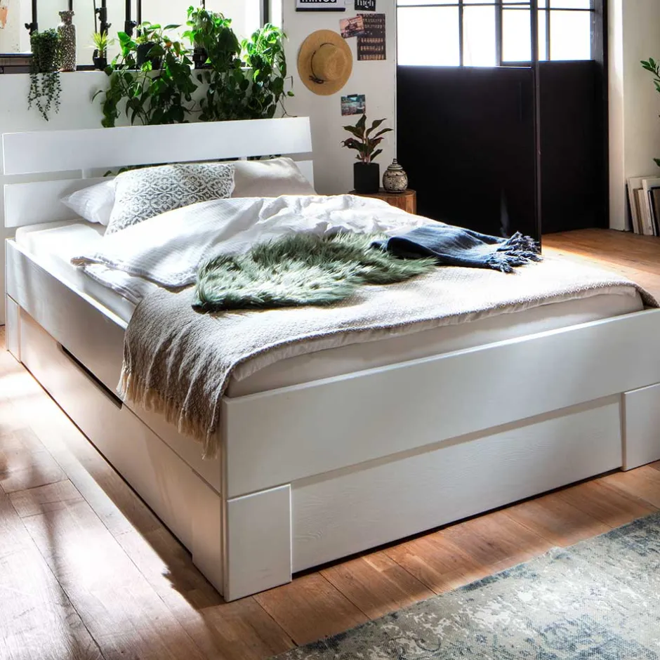 Pharao24 Massives Holzbett Solvaya> Funktionsbetten|Schubkastenbetten