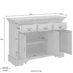 Küchenkommode|Esszimmerkommoden*Pharao24 Massivholz Sideboard Vascires