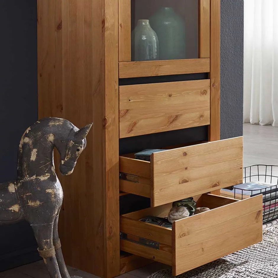 Pharao24 Massivholz Vitrine Varcina> Massivholz Schränke|Vitrinenschrank